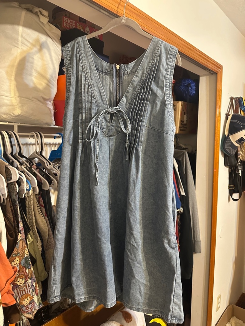 Sleeveless Denim Tie-Front Romper